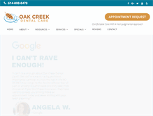 Tablet Screenshot of oakcreekdental.com